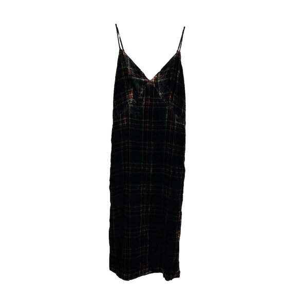 J. Crew Spaghetti Strap Midi Dress in Velvet Red Tartan Plaid - Picture 3 of 9
